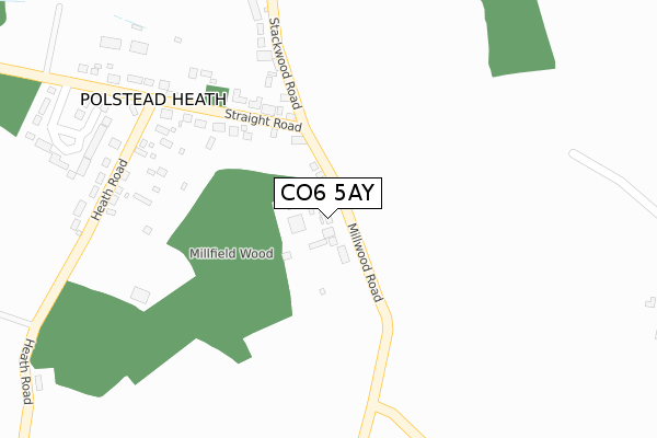 CO6 5AY map - large scale - OS Open Zoomstack (Ordnance Survey)