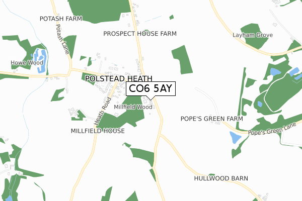 CO6 5AY map - small scale - OS Open Zoomstack (Ordnance Survey)