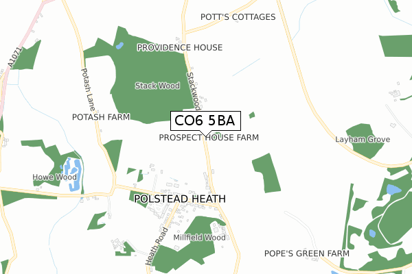 CO6 5BA map - small scale - OS Open Zoomstack (Ordnance Survey)