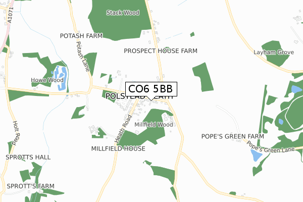 CO6 5BB map - small scale - OS Open Zoomstack (Ordnance Survey)