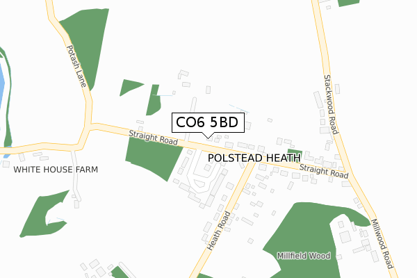 CO6 5BD map - large scale - OS Open Zoomstack (Ordnance Survey)
