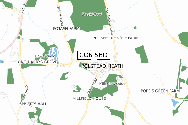 CO6 5BD map - small scale - OS Open Zoomstack (Ordnance Survey)