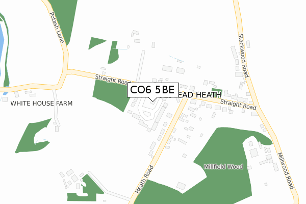 CO6 5BE map - large scale - OS Open Zoomstack (Ordnance Survey)