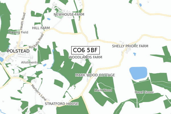CO6 5BF map - small scale - OS Open Zoomstack (Ordnance Survey)