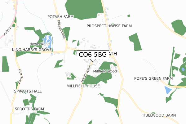 CO6 5BG map - small scale - OS Open Zoomstack (Ordnance Survey)