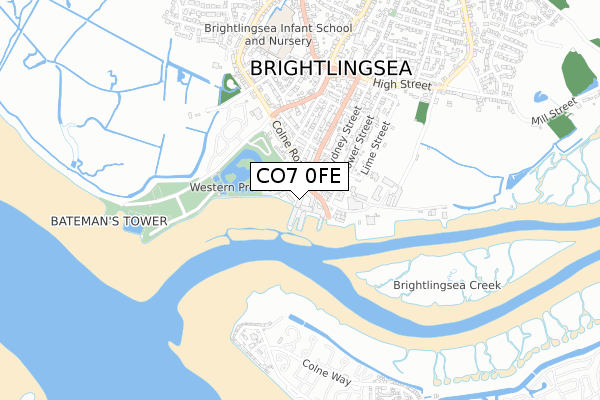 CO7 0FE map - small scale - OS Open Zoomstack (Ordnance Survey)