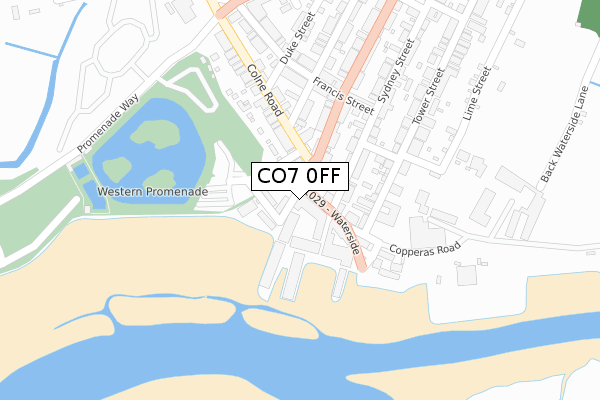 CO7 0FF map - large scale - OS Open Zoomstack (Ordnance Survey)