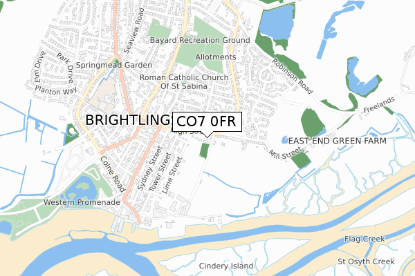 CO7 0FR map - small scale - OS Open Zoomstack (Ordnance Survey)