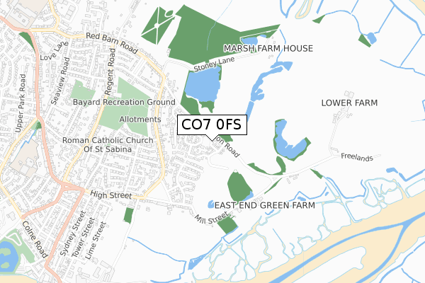 CO7 0FS map - small scale - OS Open Zoomstack (Ordnance Survey)