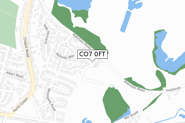 CO7 0FT map - large scale - OS Open Zoomstack (Ordnance Survey)