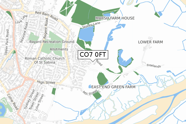 CO7 0FT map - small scale - OS Open Zoomstack (Ordnance Survey)