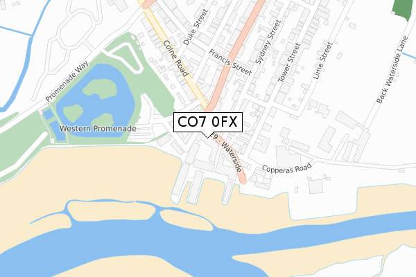 CO7 0FX map - large scale - OS Open Zoomstack (Ordnance Survey)