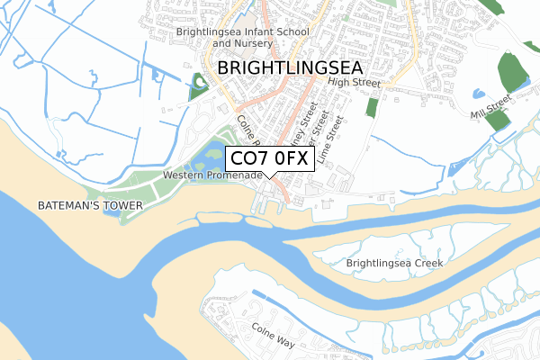 CO7 0FX map - small scale - OS Open Zoomstack (Ordnance Survey)