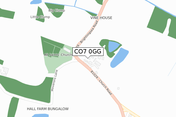 CO7 0GG map - large scale - OS Open Zoomstack (Ordnance Survey)