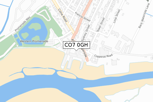 CO7 0GH map - large scale - OS Open Zoomstack (Ordnance Survey)