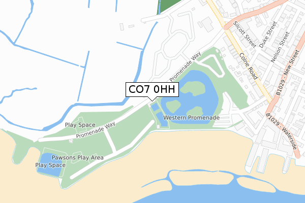 CO7 0HH map - large scale - OS Open Zoomstack (Ordnance Survey)