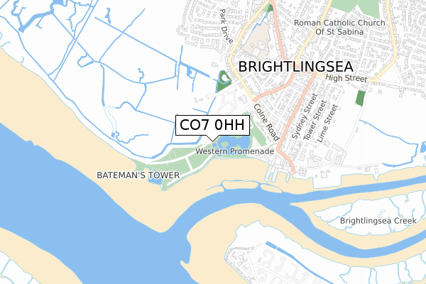 CO7 0HH map - small scale - OS Open Zoomstack (Ordnance Survey)