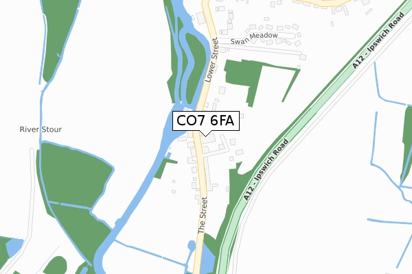CO7 6FA map - large scale - OS Open Zoomstack (Ordnance Survey)