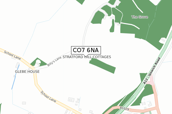 CO7 6NA map - large scale - OS Open Zoomstack (Ordnance Survey)