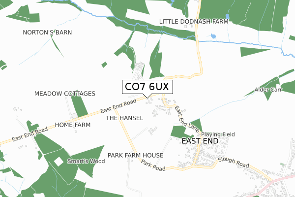 CO7 6UX map - small scale - OS Open Zoomstack (Ordnance Survey)