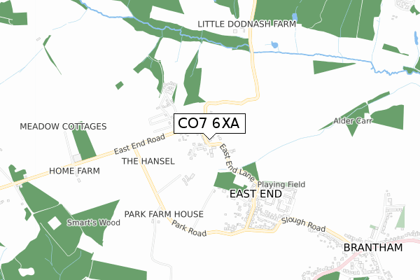 CO7 6XA map - small scale - OS Open Zoomstack (Ordnance Survey)