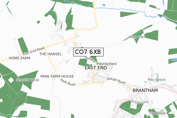 CO7 6XB map - small scale - OS Open Zoomstack (Ordnance Survey)