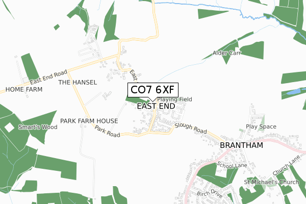 CO7 6XF map - small scale - OS Open Zoomstack (Ordnance Survey)