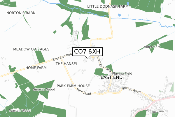 CO7 6XH map - small scale - OS Open Zoomstack (Ordnance Survey)