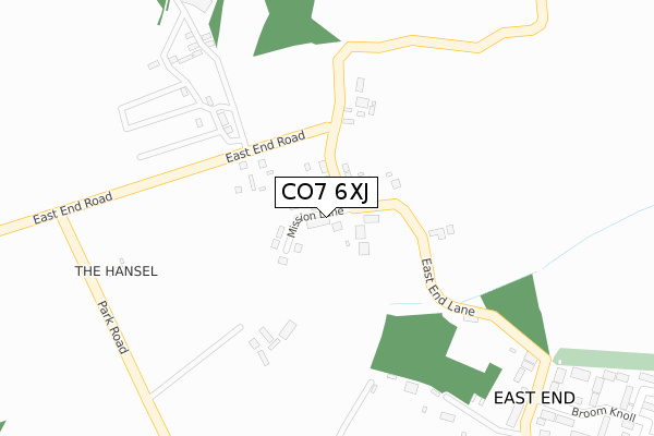 CO7 6XJ map - large scale - OS Open Zoomstack (Ordnance Survey)
