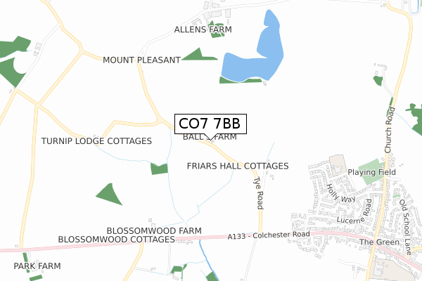 CO7 7BB map - small scale - OS Open Zoomstack (Ordnance Survey)