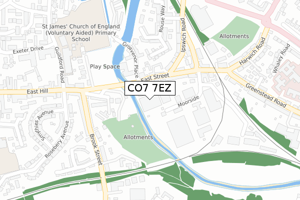 CO7 7EZ map - large scale - OS Open Zoomstack (Ordnance Survey)