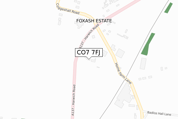 CO7 7FJ map - large scale - OS Open Zoomstack (Ordnance Survey)