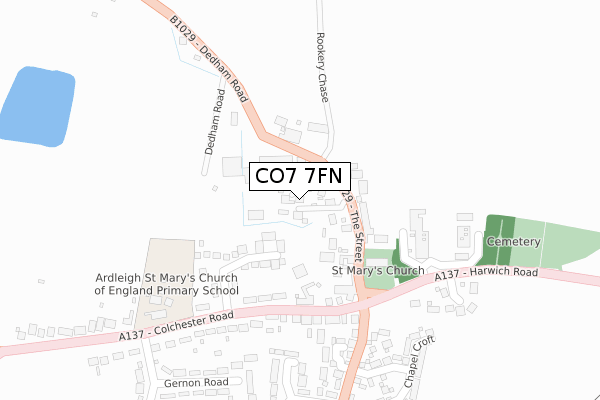 CO7 7FN map - large scale - OS Open Zoomstack (Ordnance Survey)