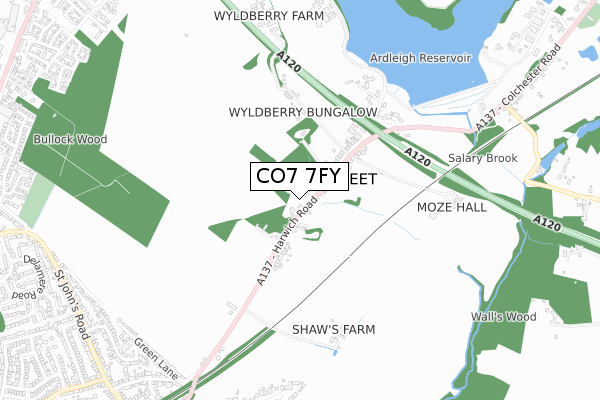 CO7 7FY map - small scale - OS Open Zoomstack (Ordnance Survey)
