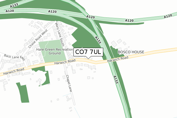 CO7 7UL map - large scale - OS Open Zoomstack (Ordnance Survey)