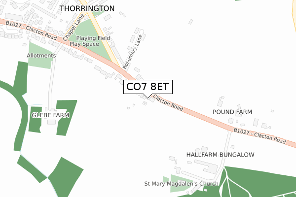 CO7 8ET map - large scale - OS Open Zoomstack (Ordnance Survey)