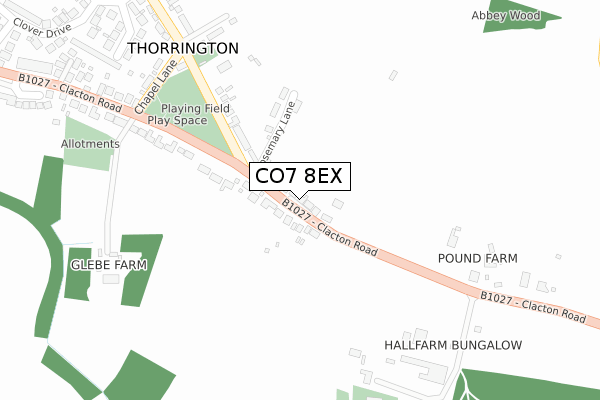 CO7 8EX map - large scale - OS Open Zoomstack (Ordnance Survey)