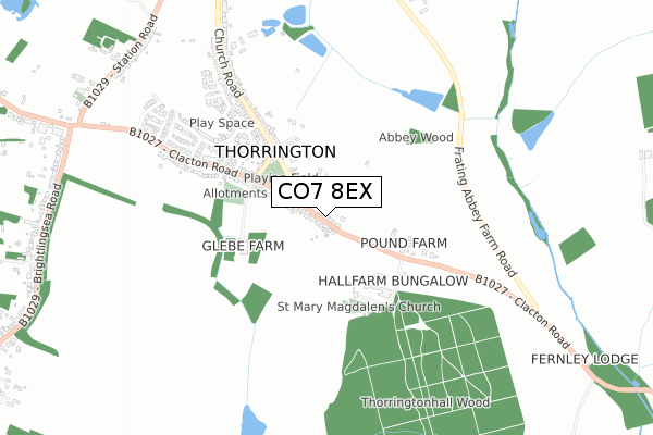 CO7 8EX map - small scale - OS Open Zoomstack (Ordnance Survey)