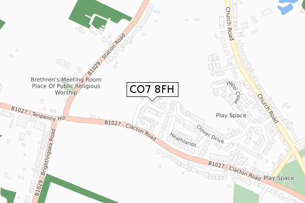 CO7 8FH map - large scale - OS Open Zoomstack (Ordnance Survey)