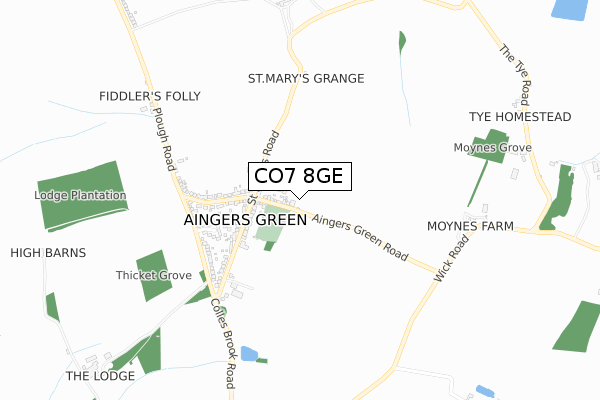 CO7 8GE map - small scale - OS Open Zoomstack (Ordnance Survey)