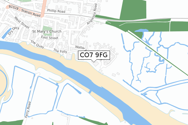CO7 9FG map - large scale - OS Open Zoomstack (Ordnance Survey)