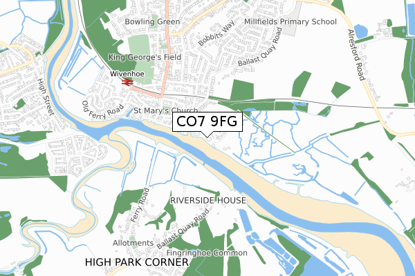 CO7 9FG map - small scale - OS Open Zoomstack (Ordnance Survey)