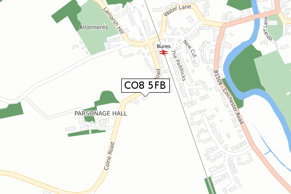 CO8 5FB map - large scale - OS Open Zoomstack (Ordnance Survey)