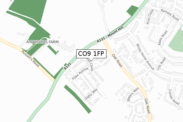 CO9 1FP map - large scale - OS Open Zoomstack (Ordnance Survey)