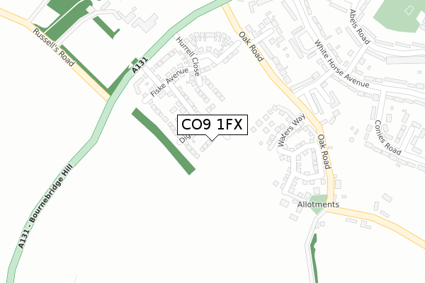 CO9 1FX map - large scale - OS Open Zoomstack (Ordnance Survey)
