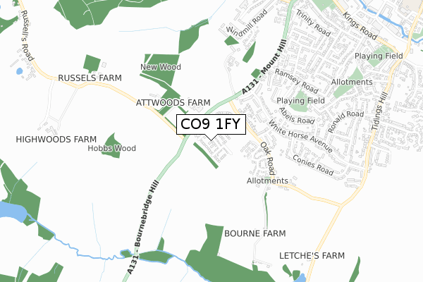 CO9 1FY map - small scale - OS Open Zoomstack (Ordnance Survey)