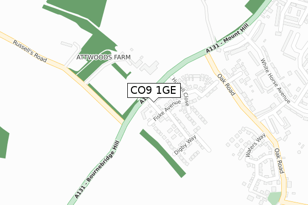CO9 1GE map - large scale - OS Open Zoomstack (Ordnance Survey)