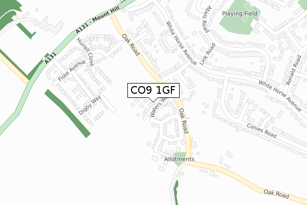 CO9 1GF map - large scale - OS Open Zoomstack (Ordnance Survey)