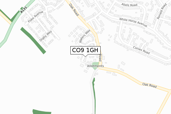 CO9 1GH map - large scale - OS Open Zoomstack (Ordnance Survey)
