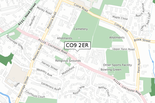 CO9 2ER map - large scale - OS Open Zoomstack (Ordnance Survey)